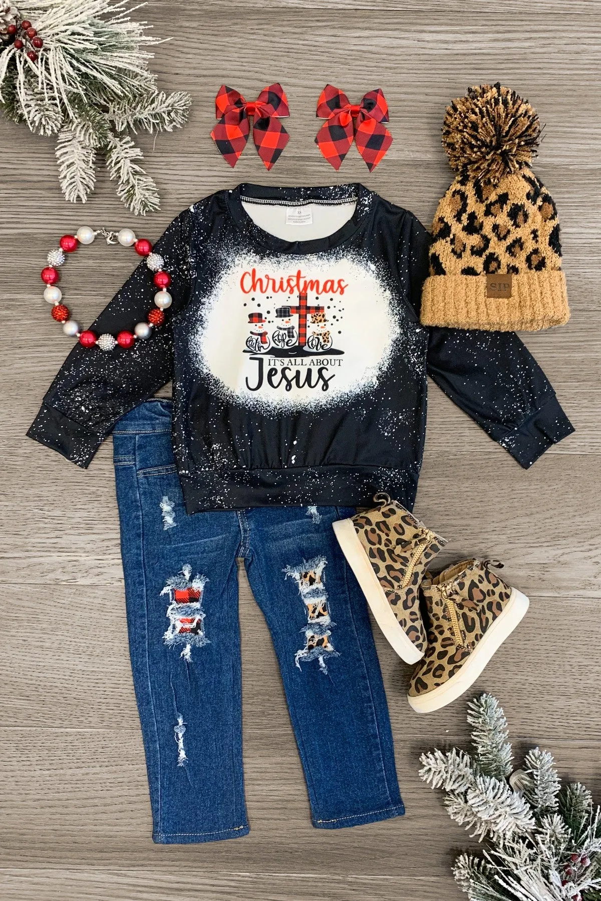 "Christmas, It's All About Jesus" Denim Set