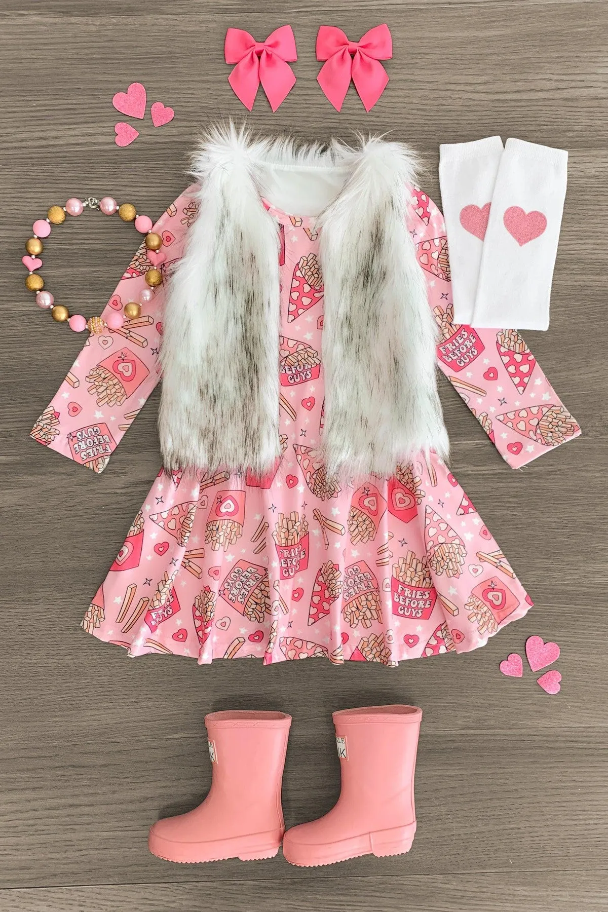 "Fries Before Guys" Pink Heart Dress