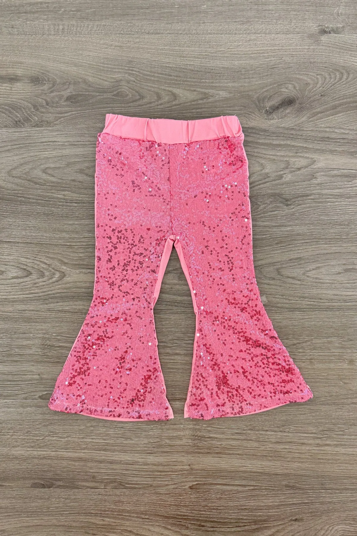 "Girl..." Pink Sequin Bell Bottom Set