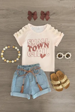 "Small Town Girl" Light Denim Short Set