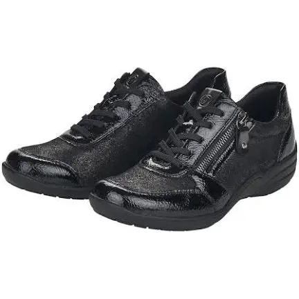 Remonte R7637-03 Black Metallic Combination Side Zip Trainer Shoes