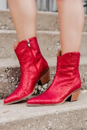 Rhegan Red Sparkle Booties FINAL SALE