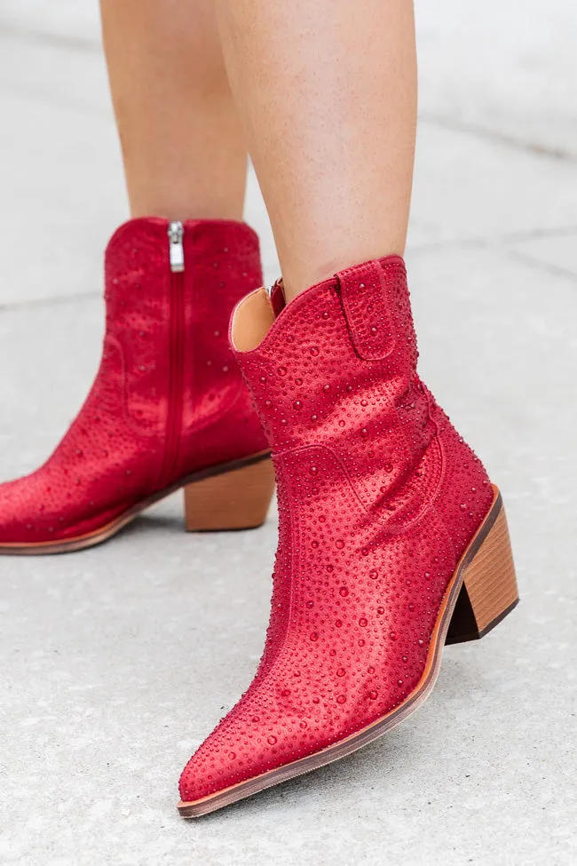 Rhegan Red Sparkle Booties FINAL SALE