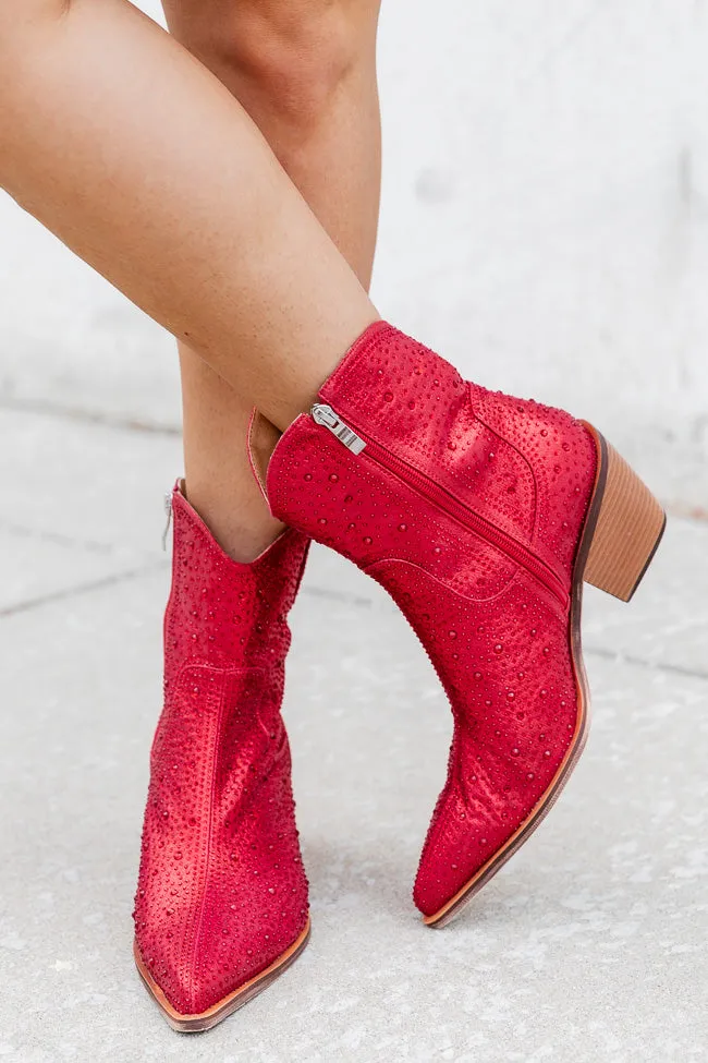 Rhegan Red Sparkle Booties FINAL SALE