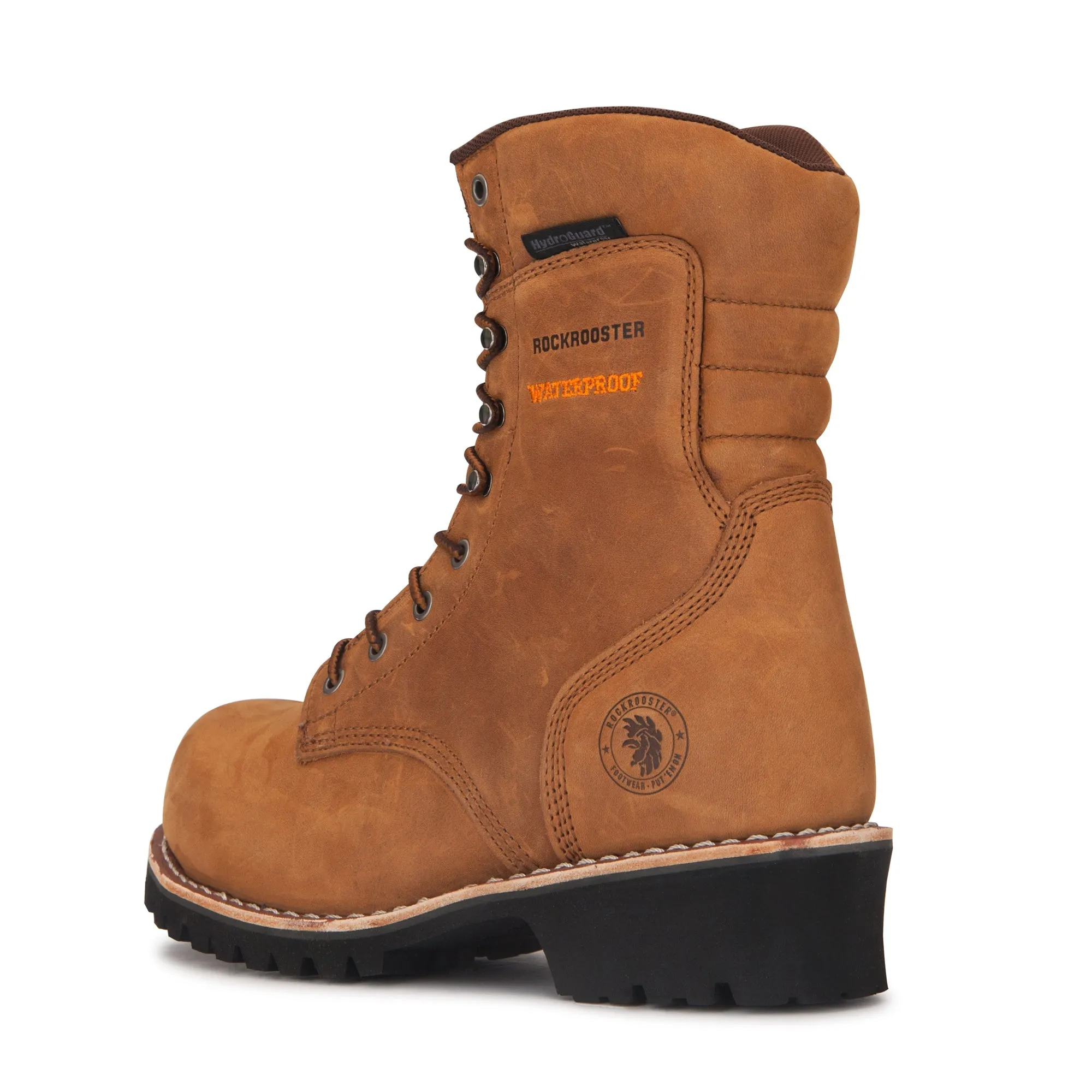 ROCKROOSTER Rosemont 9 inch GoldBrown Work Boots,Composite Toe,Waterproof,Anti-Puncture,ASTM2413 AP156