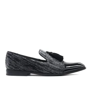 ROMA RIO,CAP TOE-SLIP ON-SHOES-5613-BLK/SLVR