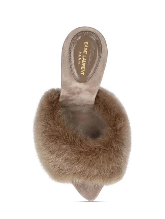 Saint Laurent   105mm La 16 faux fur mule sandals 