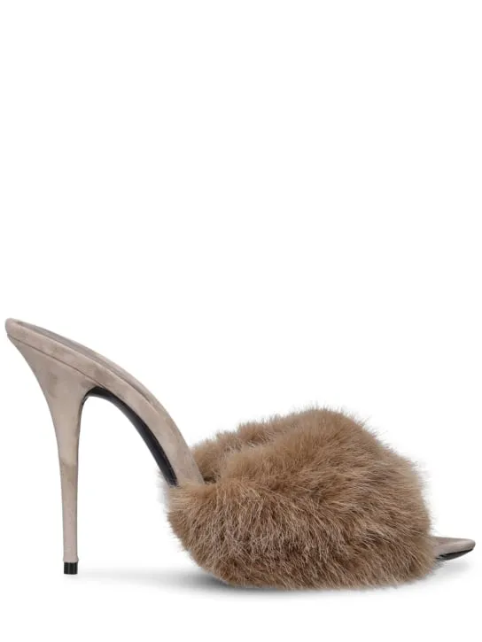 Saint Laurent   105mm La 16 faux fur mule sandals 