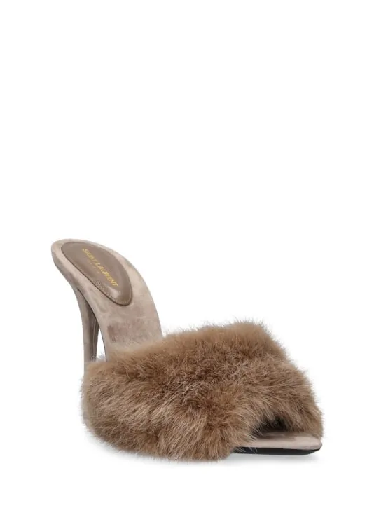 Saint Laurent   105mm La 16 faux fur mule sandals 