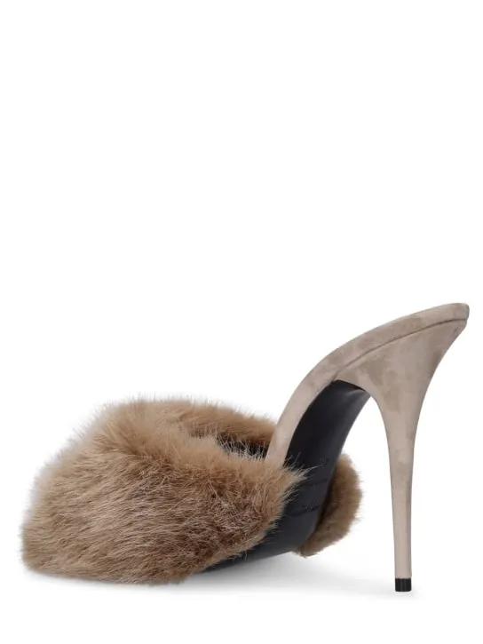 Saint Laurent   105mm La 16 faux fur mule sandals 