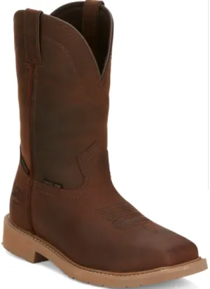 SE3101 - Justin Men's Buster Pecan Brown Water Buffalo Steel Toe Boot