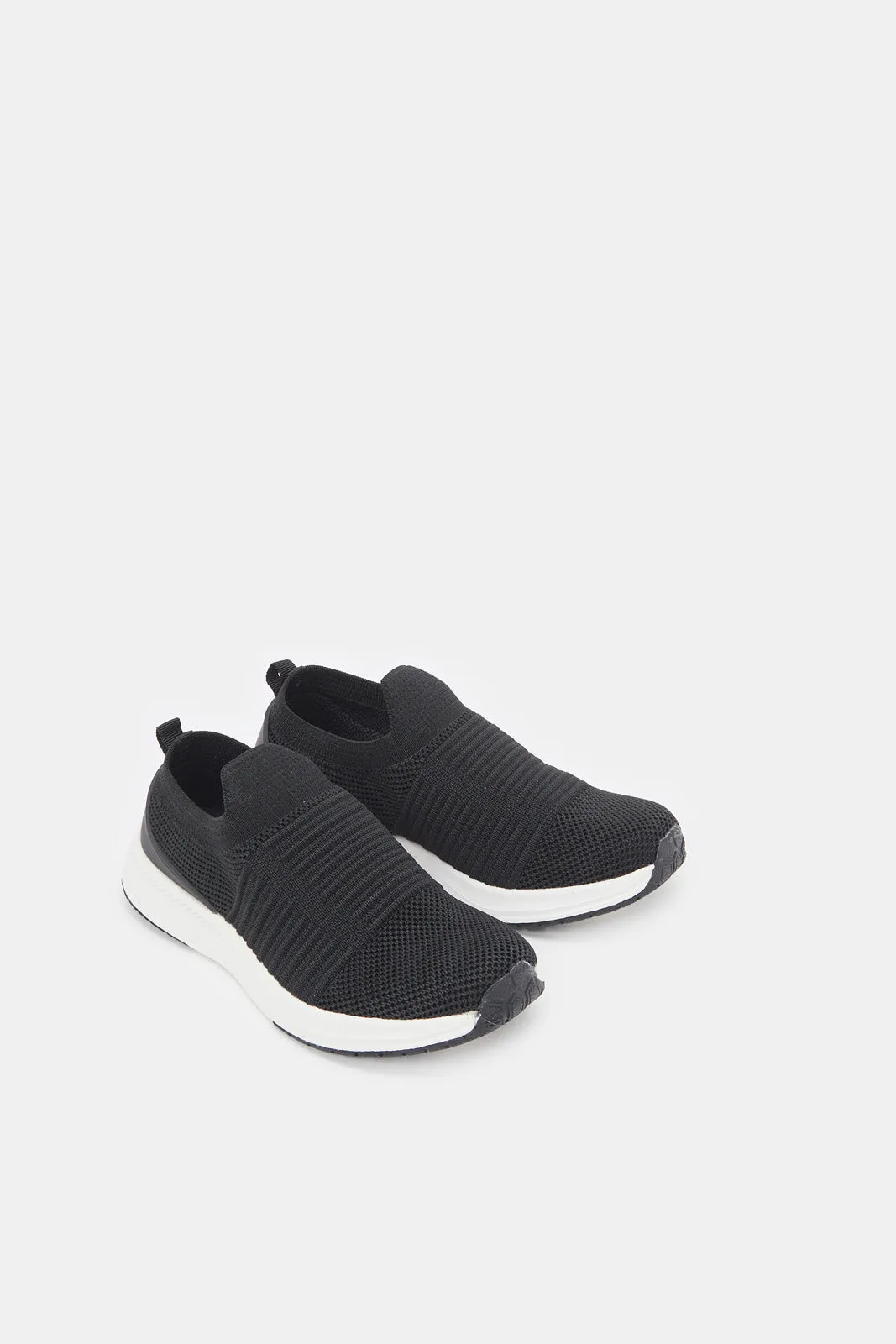 Senior Boys Black Knit Slip On