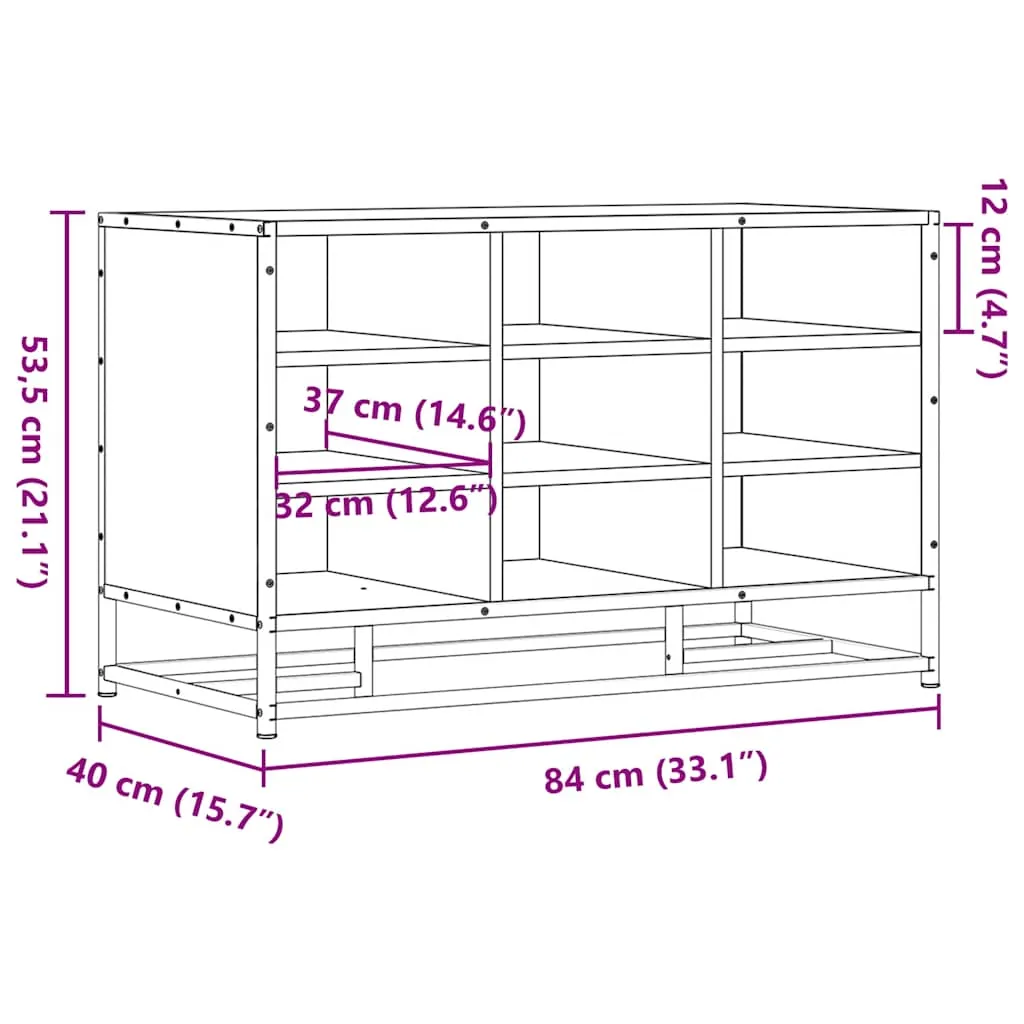 Shoe Bench Grey Sonoma 84x40x53.5 cm Engineered Wood and Metal