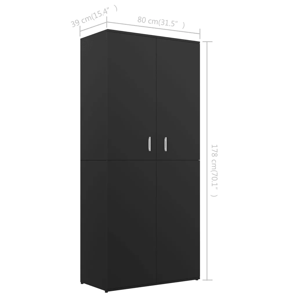 Shoe Cabinet Black 80x39x178 cm Engineered Wood