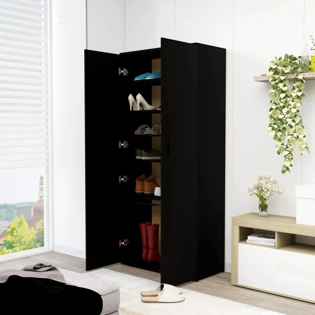 Shoe Cabinet Black 80x39x178 cm Engineered Wood