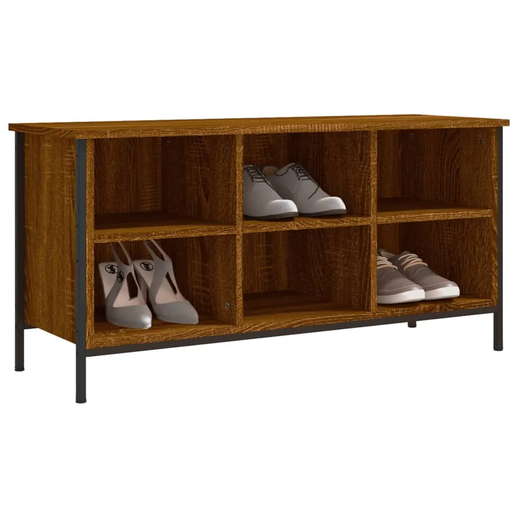 Shoe Cabinet Brown Oak 100x35x50 cm Engineered Wood