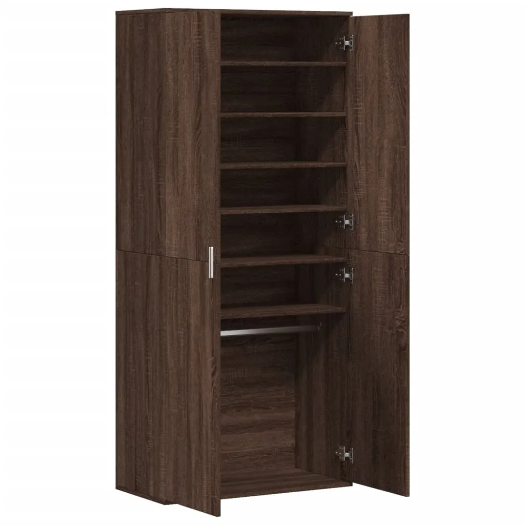 Shoe Cabinet Brown Oak 80x39x178 cm Engineered Wood