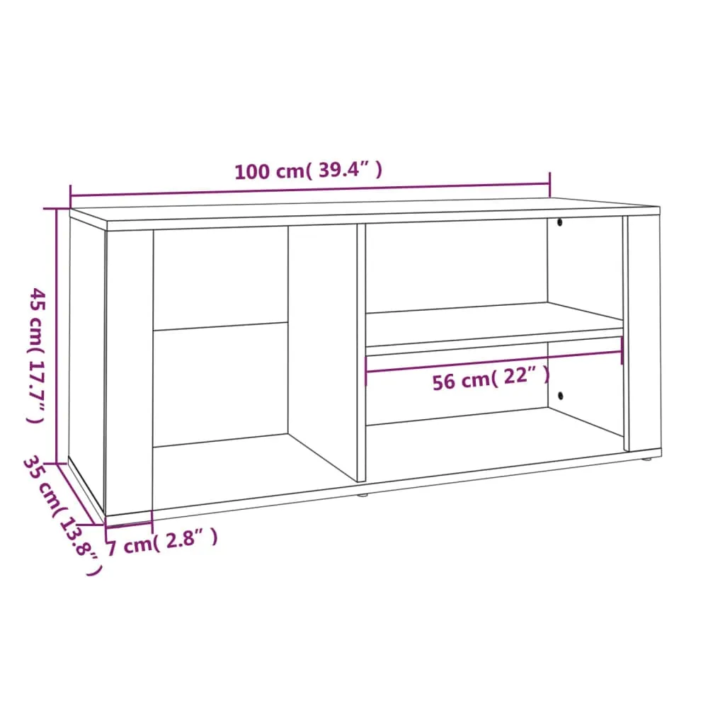 Shoe Cabinet Concrete Grey 100x35x45 cm Engineered Wood