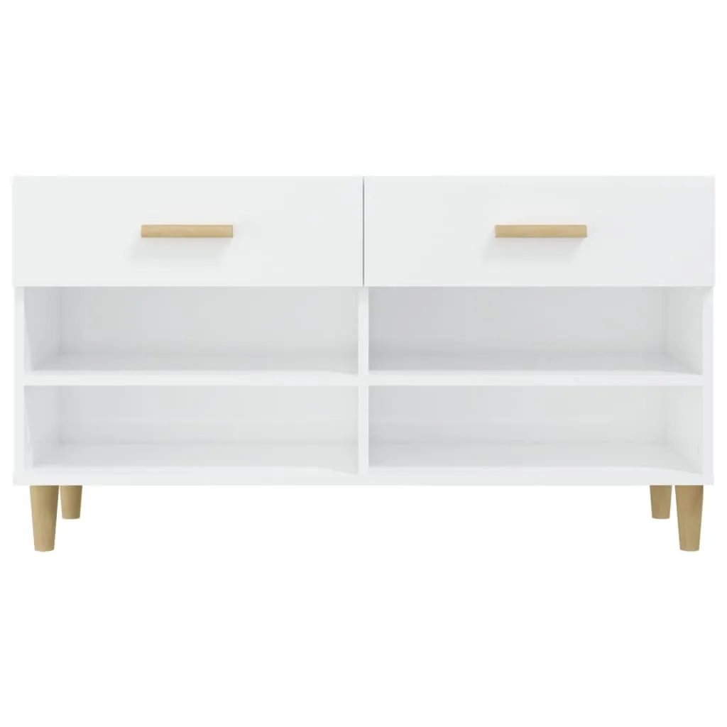 Shoe Cabinet High Gloss White 102x35x55 cm Engineered Wood