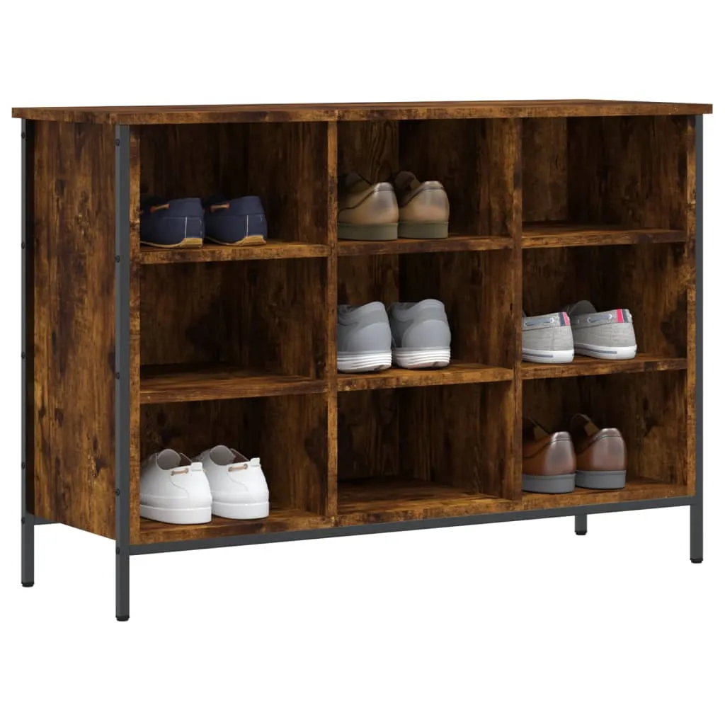 Shoe Cabinet Smoked Oak 100x35x70 cm Engineered Wood