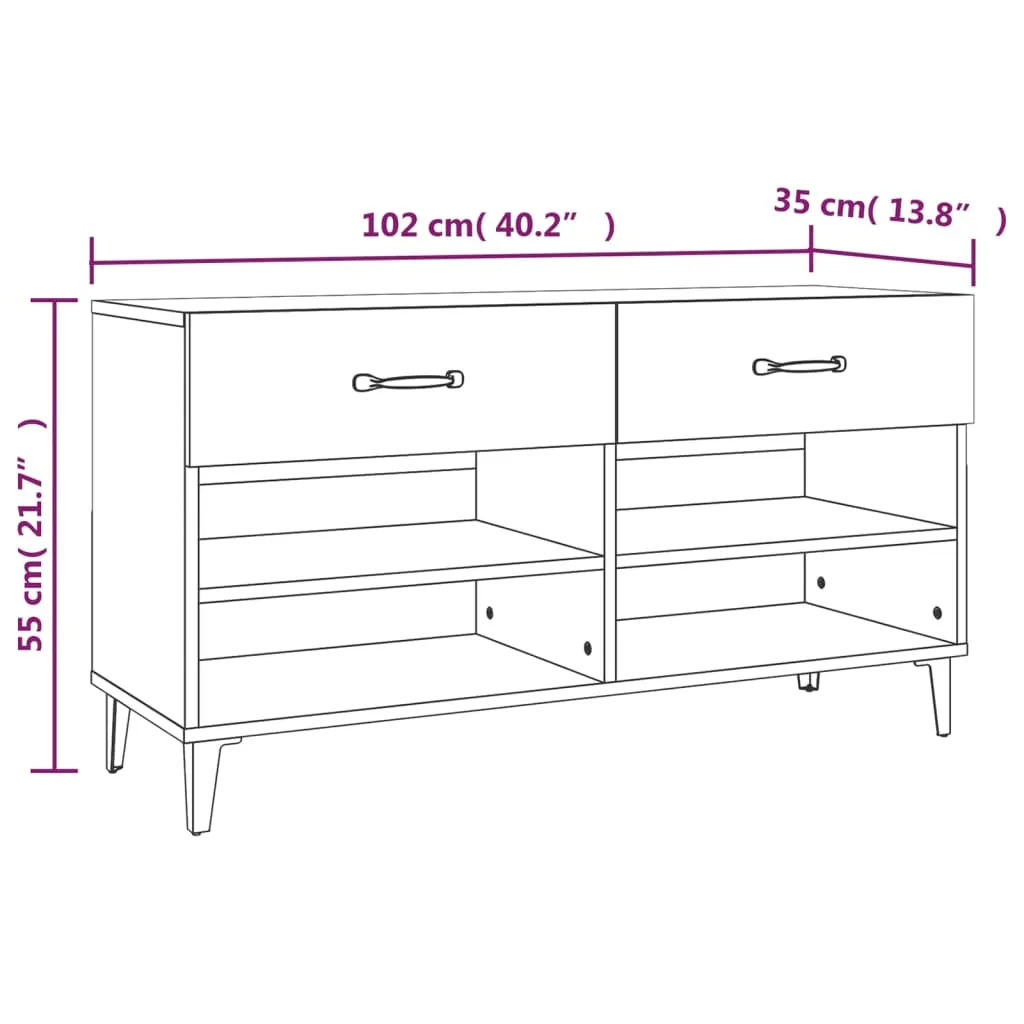 Shoe Cabinet Sonoma Oak 102x35x55 cm Engineered Wood