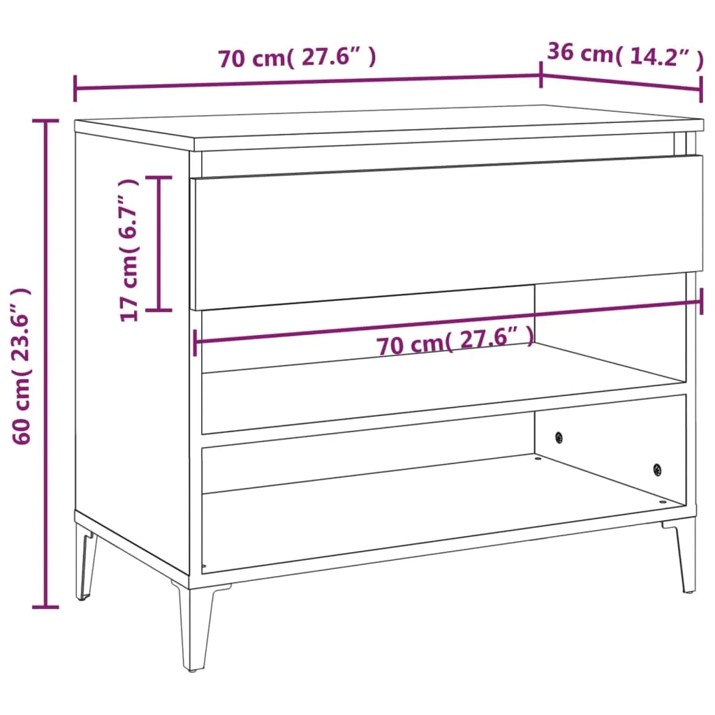 Shoe Cabinet Sonoma Oak 70x36x60 cm Engineered Wood