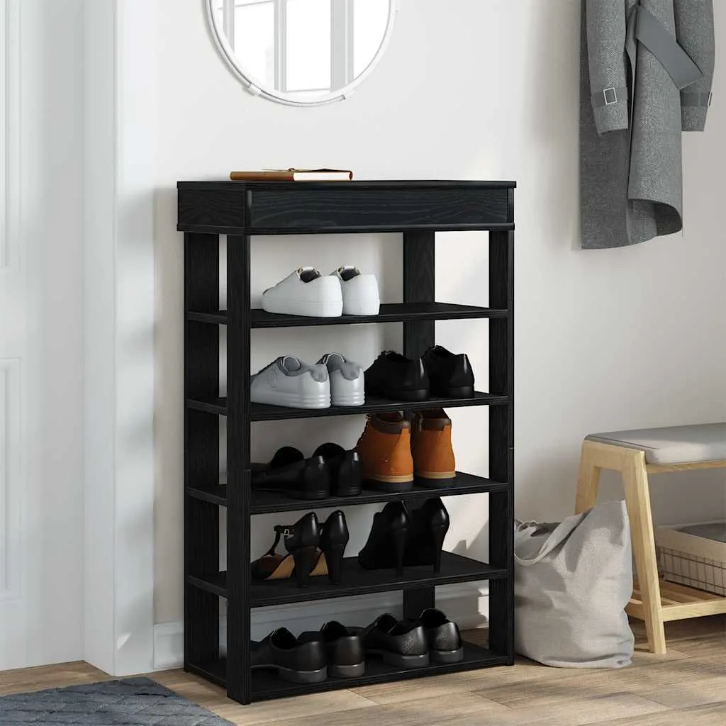 Shoe Rack Black 60x30x98 cm Engineered Wood