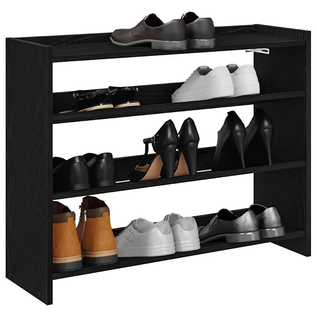 Shoe Rack Black 80x25x61.5 cm Engineered Wood