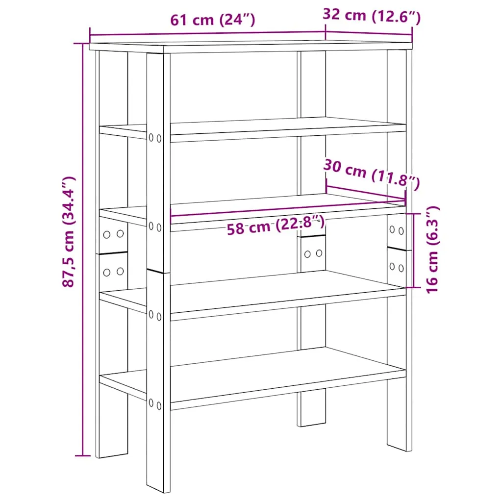 Shoe Rack Brown Oak 61x32x87.5 cm Engineered Wood