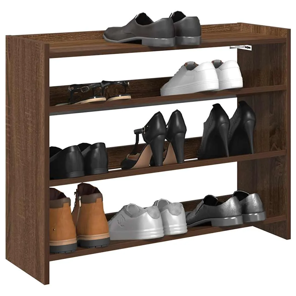 Shoe Rack Brown Oak 80x25x61.5 cm Engineered Wood