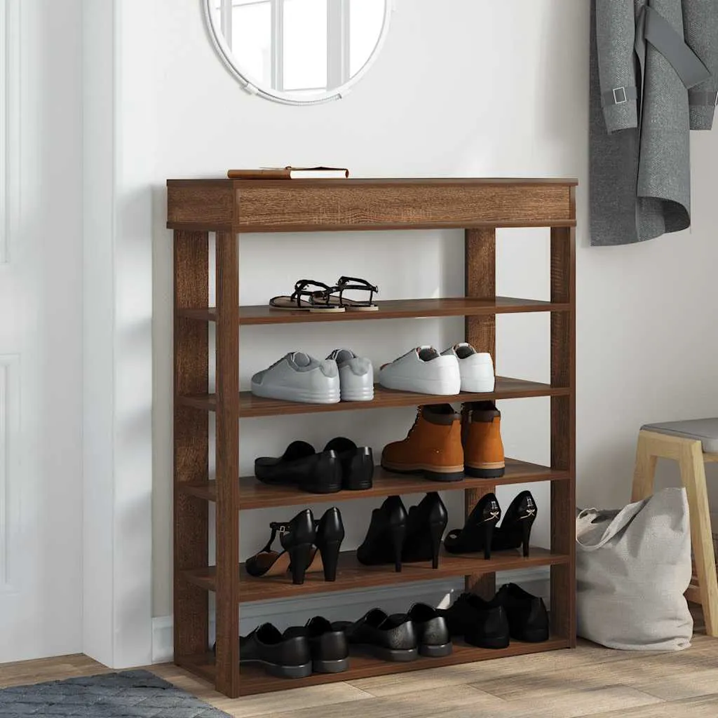 Shoe Rack Brown Oak 80x30x98 cm Engineered Wood