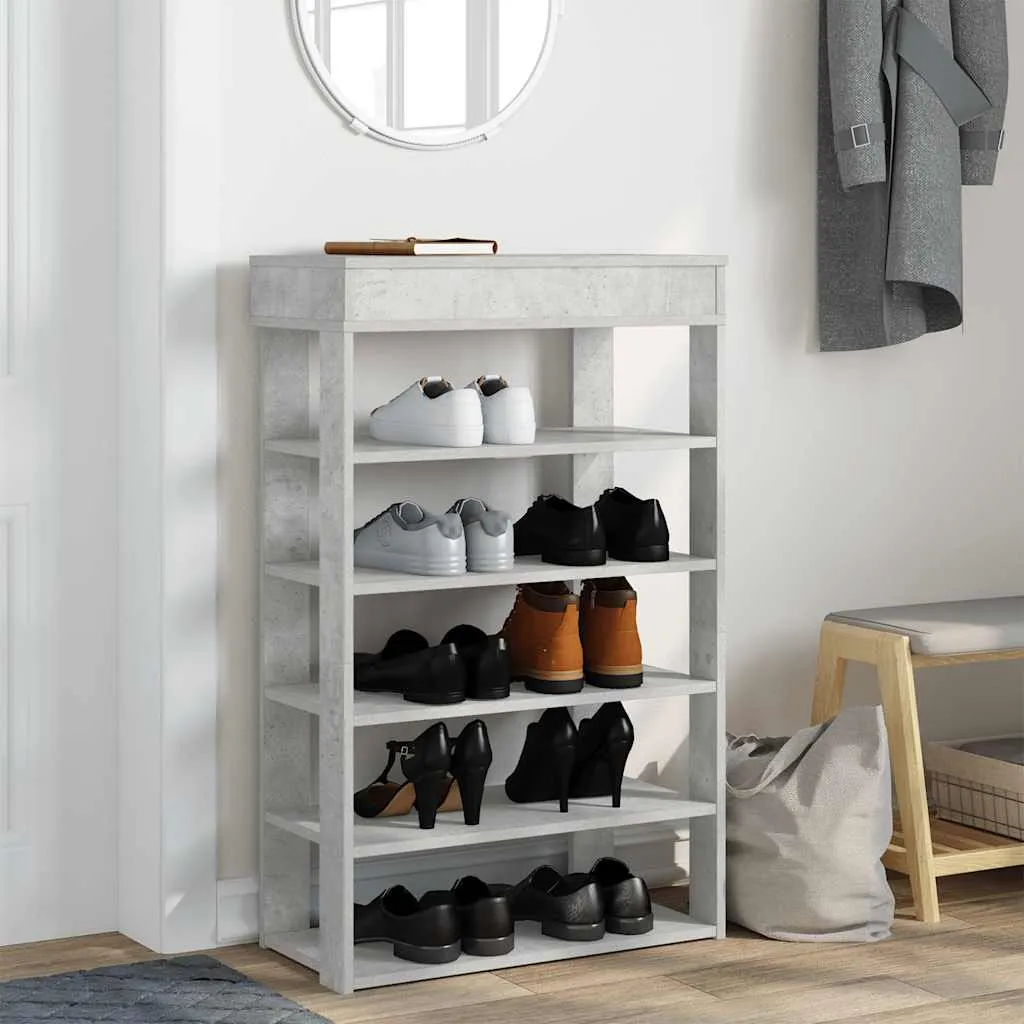 Shoe Rack Concrete Grey 60x30x98 cm Engineered Wood