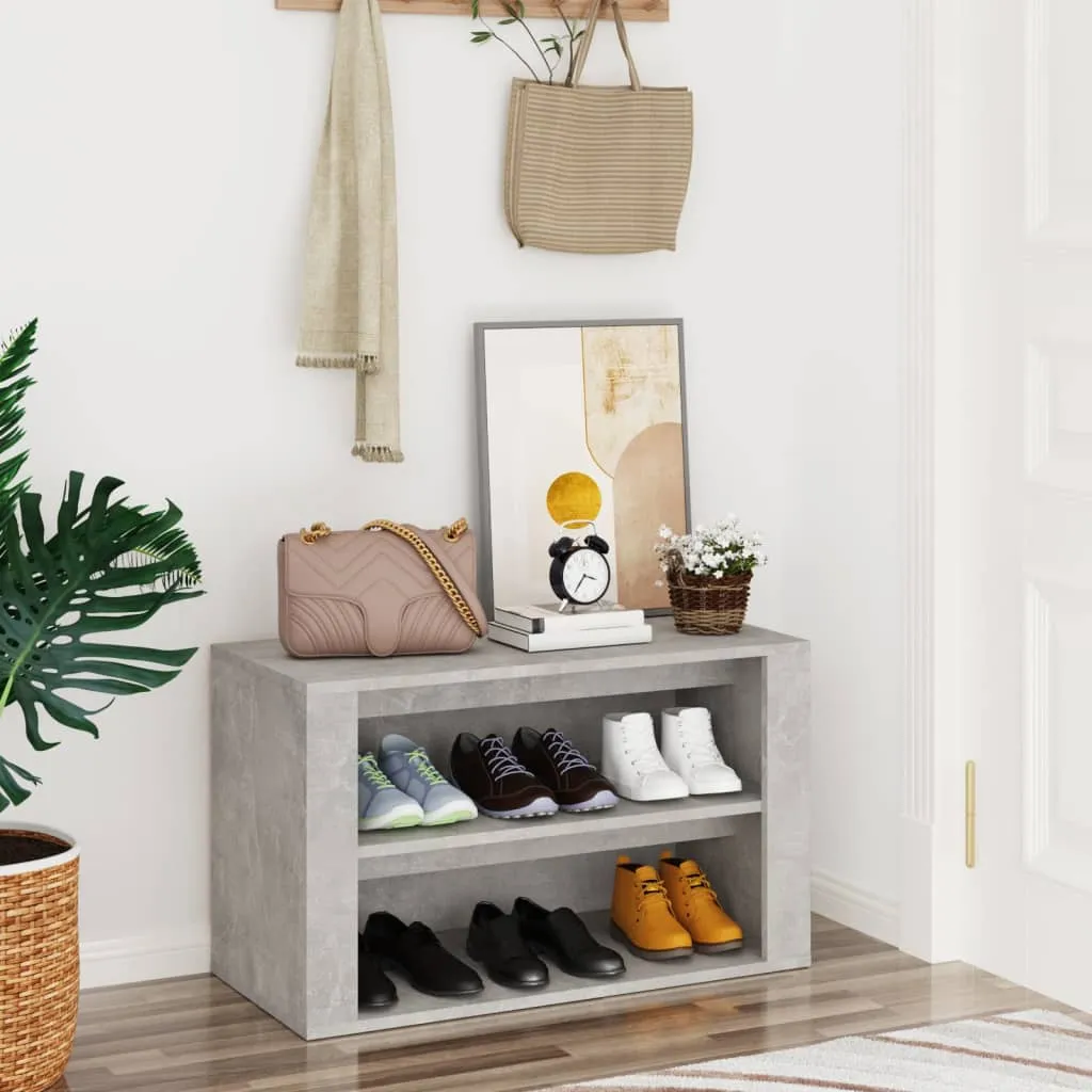 Shoe Rack Concrete Grey 75x35x45 cm Engineered Wood