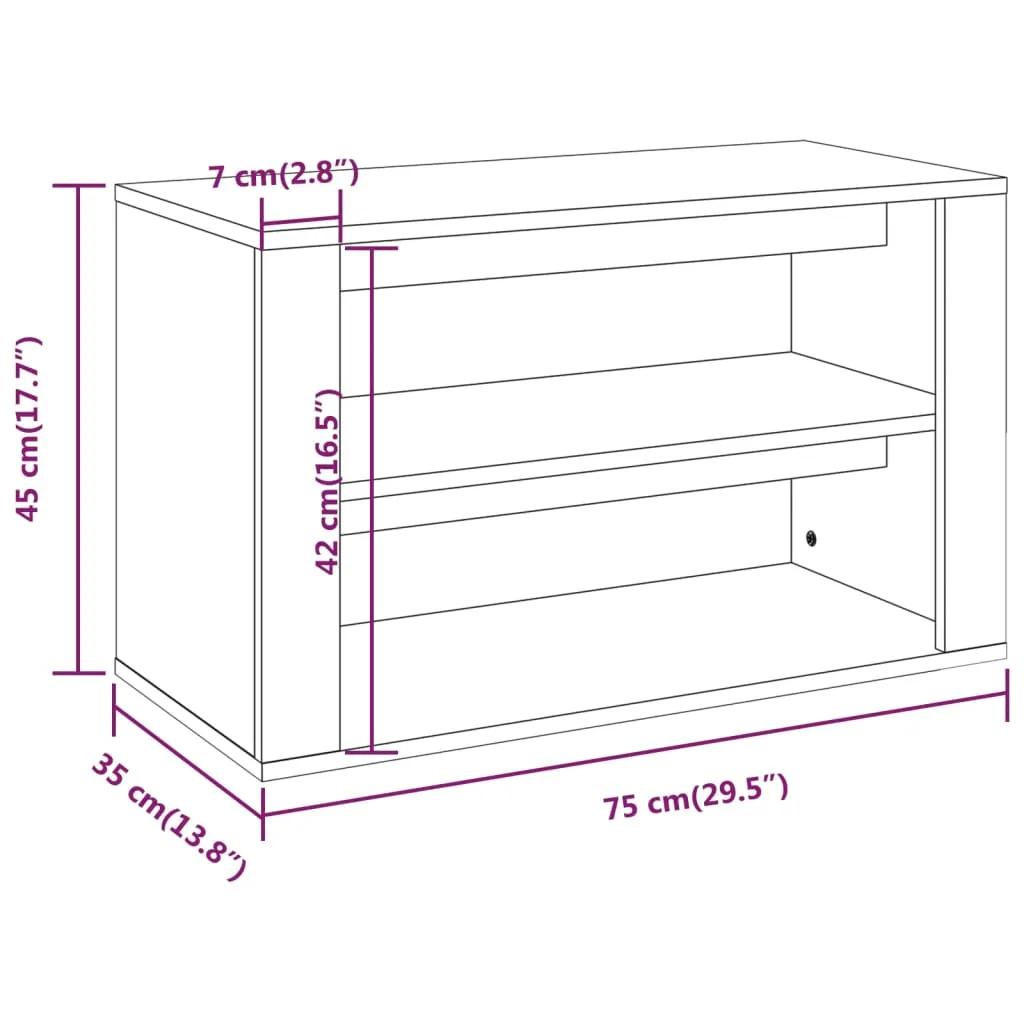 Shoe Rack Concrete Grey 75x35x45 cm Engineered Wood