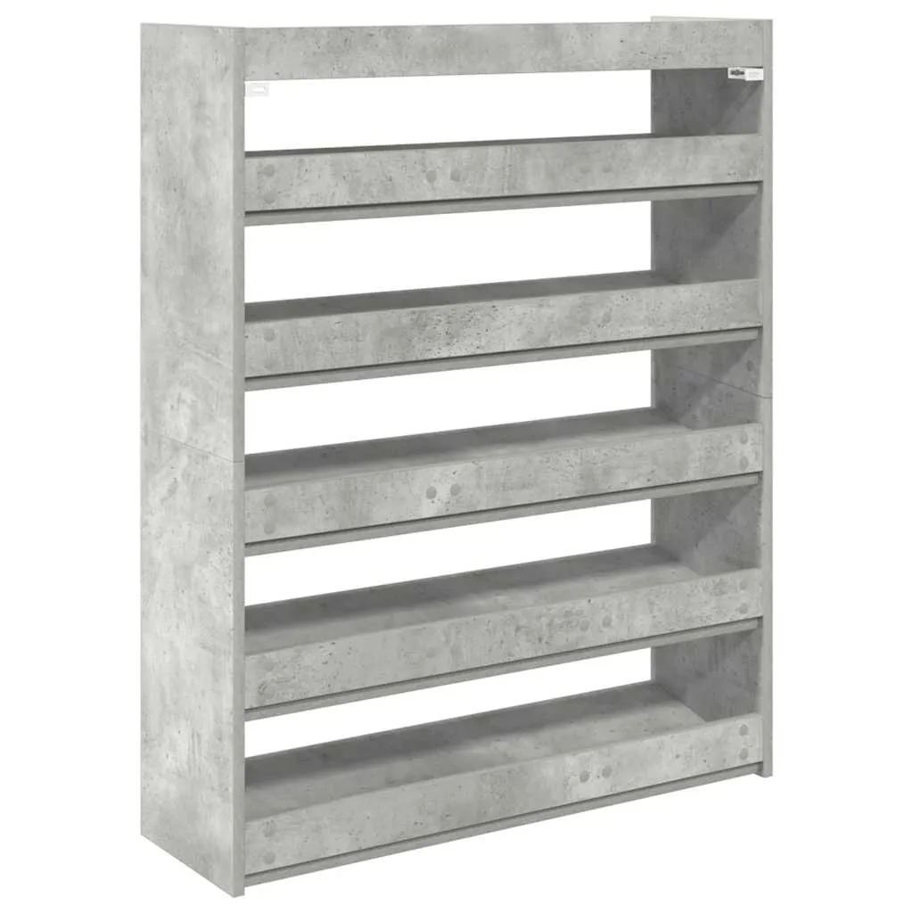 Shoe Rack Concrete Grey 80x25x100 cm Engineered Wood