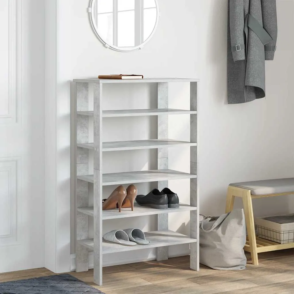 Shoe Rack Concrete Oak 61x32x105 cm Engineered Wood