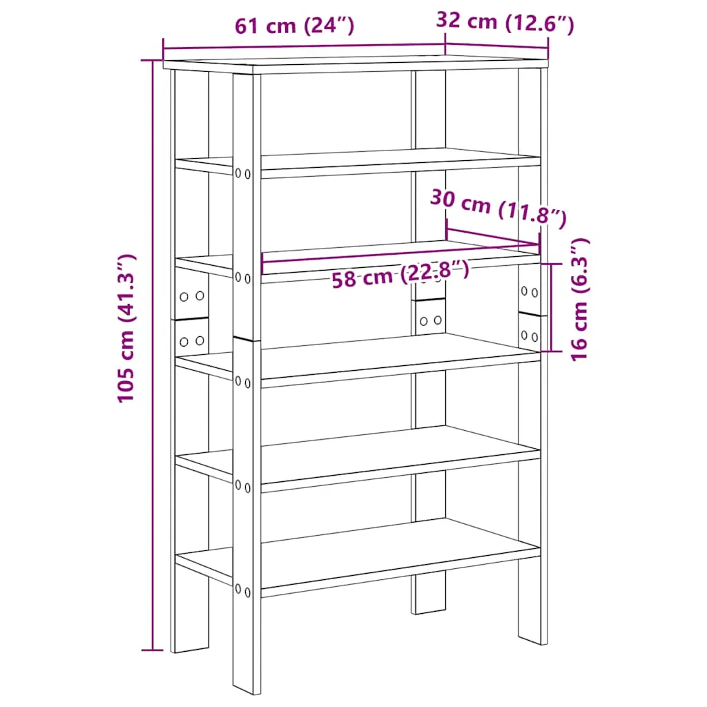 Shoe Rack Concrete Oak 61x32x105 cm Engineered Wood