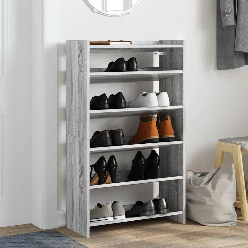 Shoe Rack Grey Sonoma 60x25x100 cm Engineered Wood