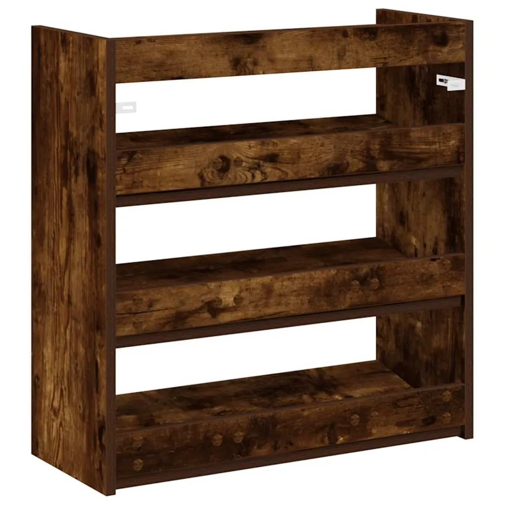 Shoe Rack Smoked Oak 60x25x62 cm Engineered Wood