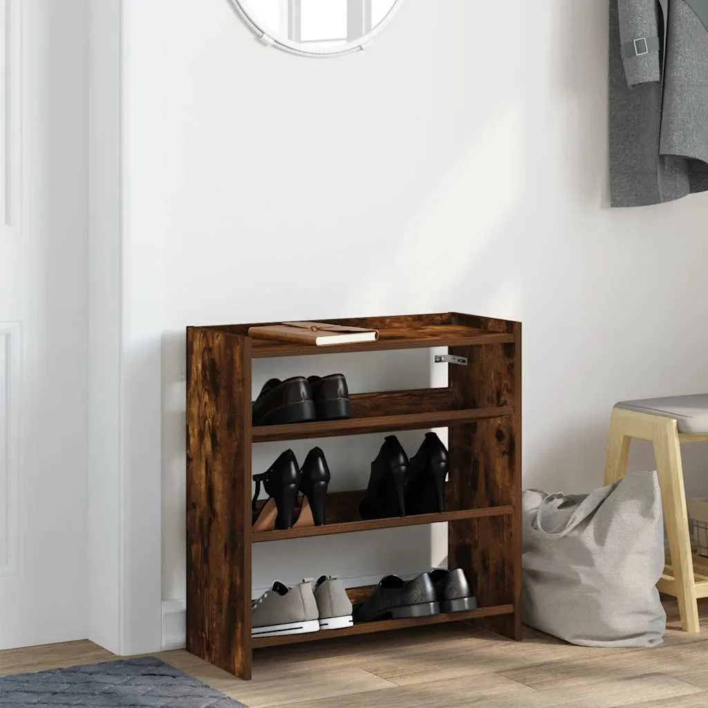 Shoe Rack Smoked Oak 60x25x62 cm Engineered Wood