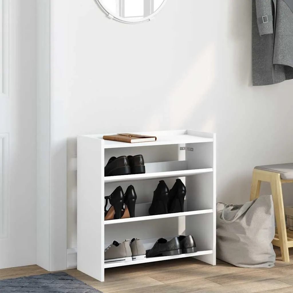 Shoe Rack White 60x25x62 cm Engineered Wood