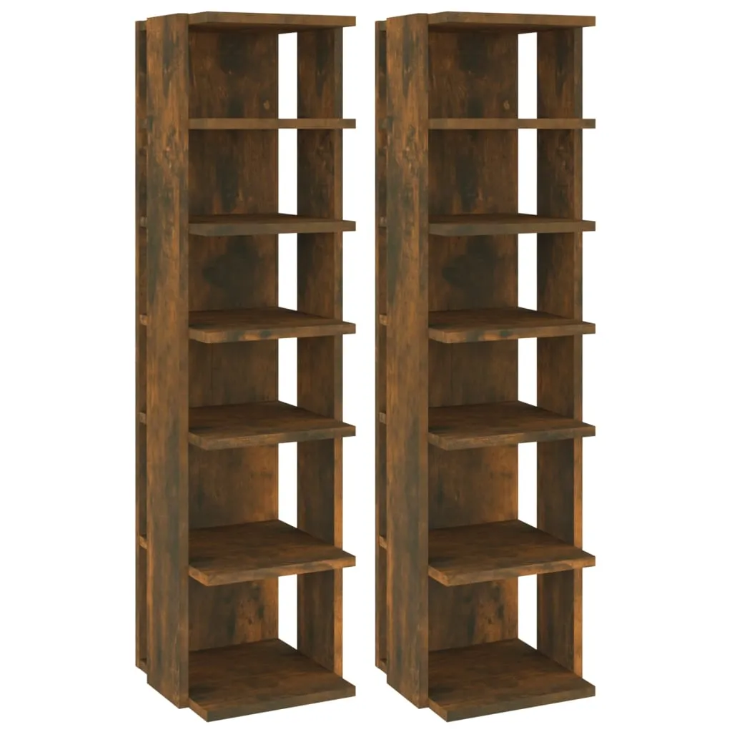 Shoe Racks 2 pcs Smoked Oak 27.5x27x102 cm Engineered Wood