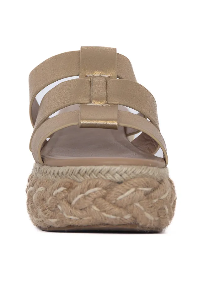 Sidney Gold Distress Slip-on Platform Sandals