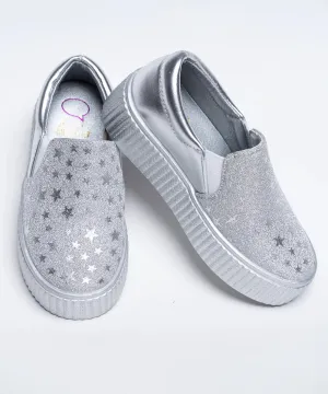 Silver-Coloured Shimmer Shoes for Girl Child