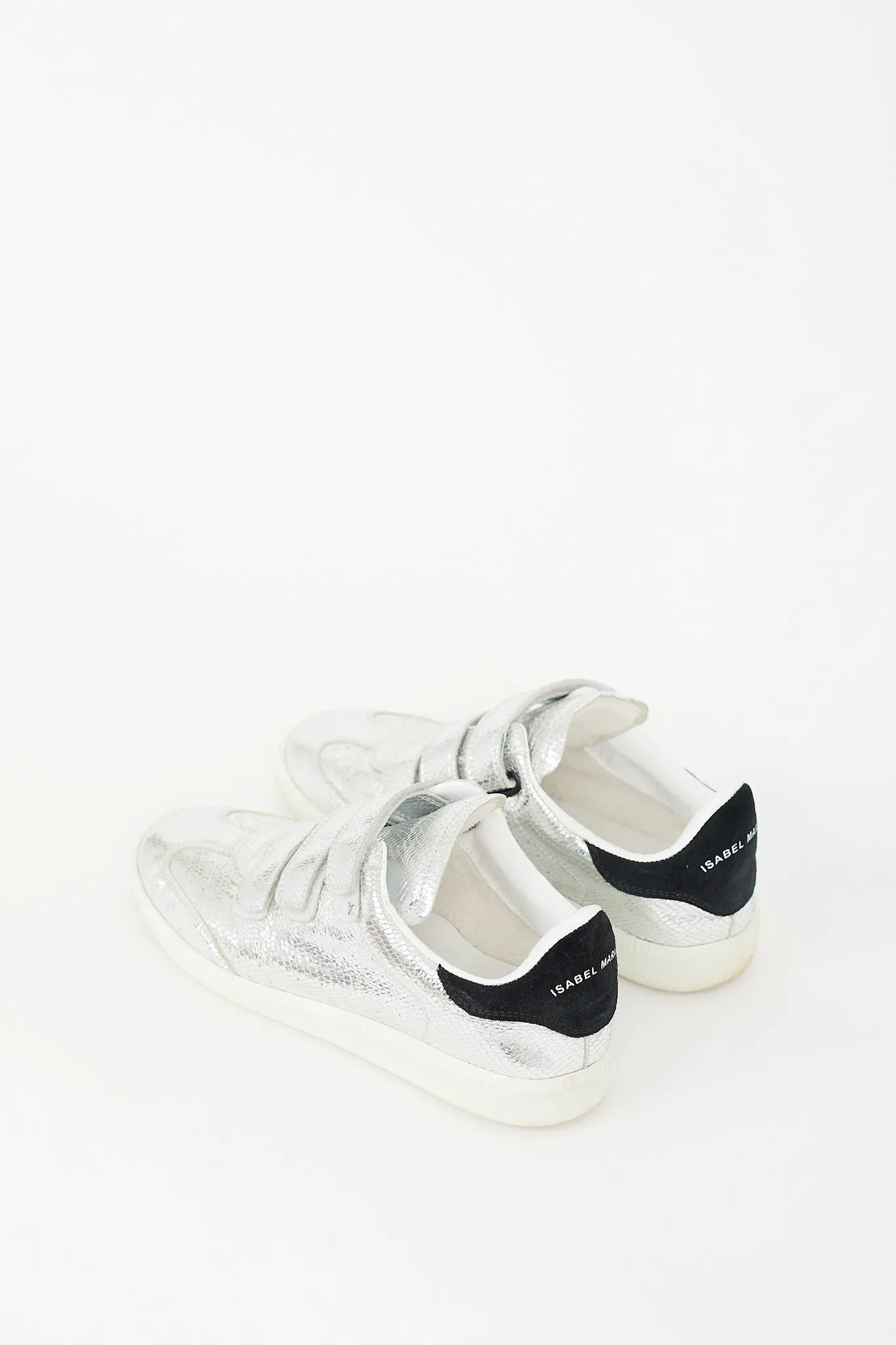 Silver Textured Leather Beth Sneaker