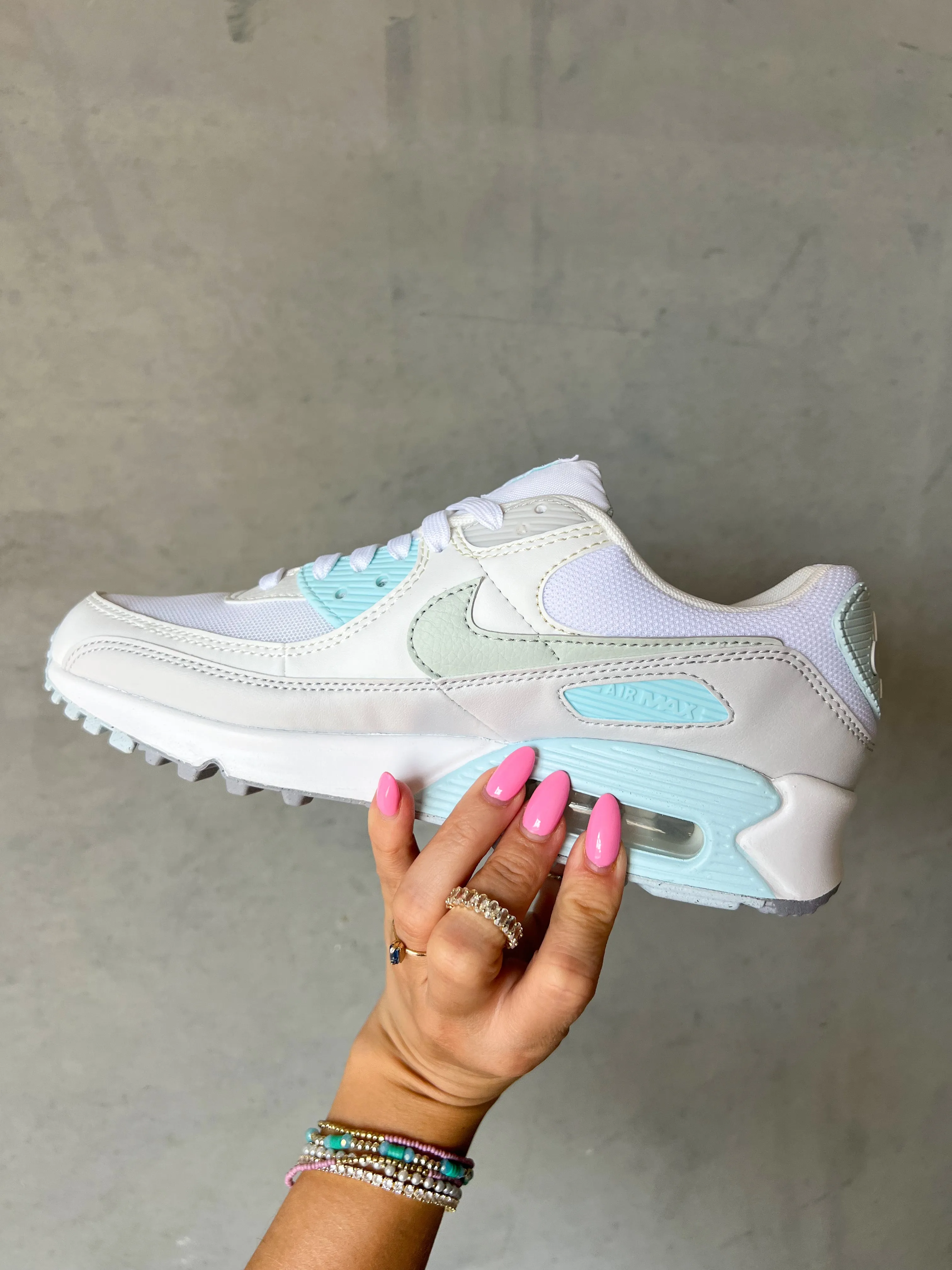 SIZE 7.5 Baby Blue Swarovski Womens Nike Air Max 90