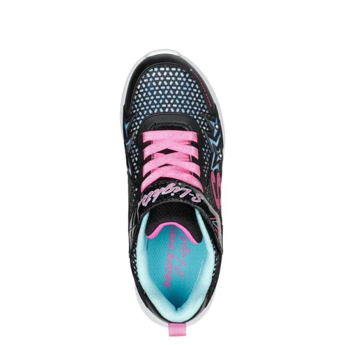 Skechers Girls Jumpsters Wishful Star Black Pink Light Up Trainer