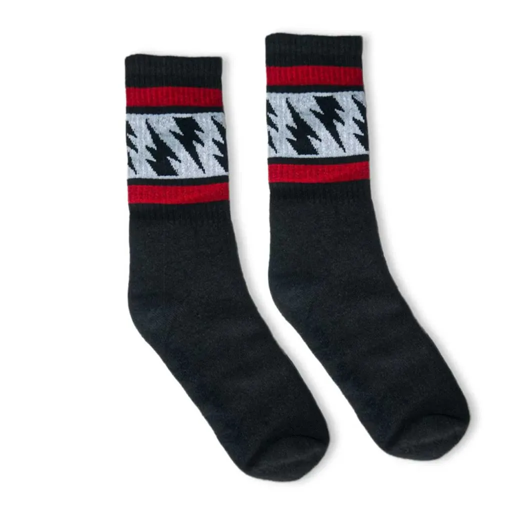 Socco x Mike Vallely Lightning Bolt Socks - Black/White