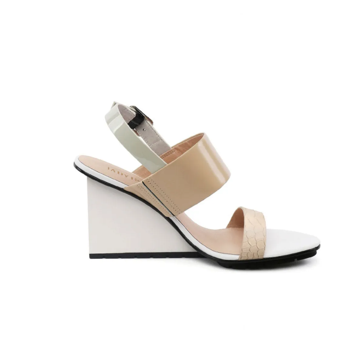 Solid Multi-Strap Slingback Wedge Sandals