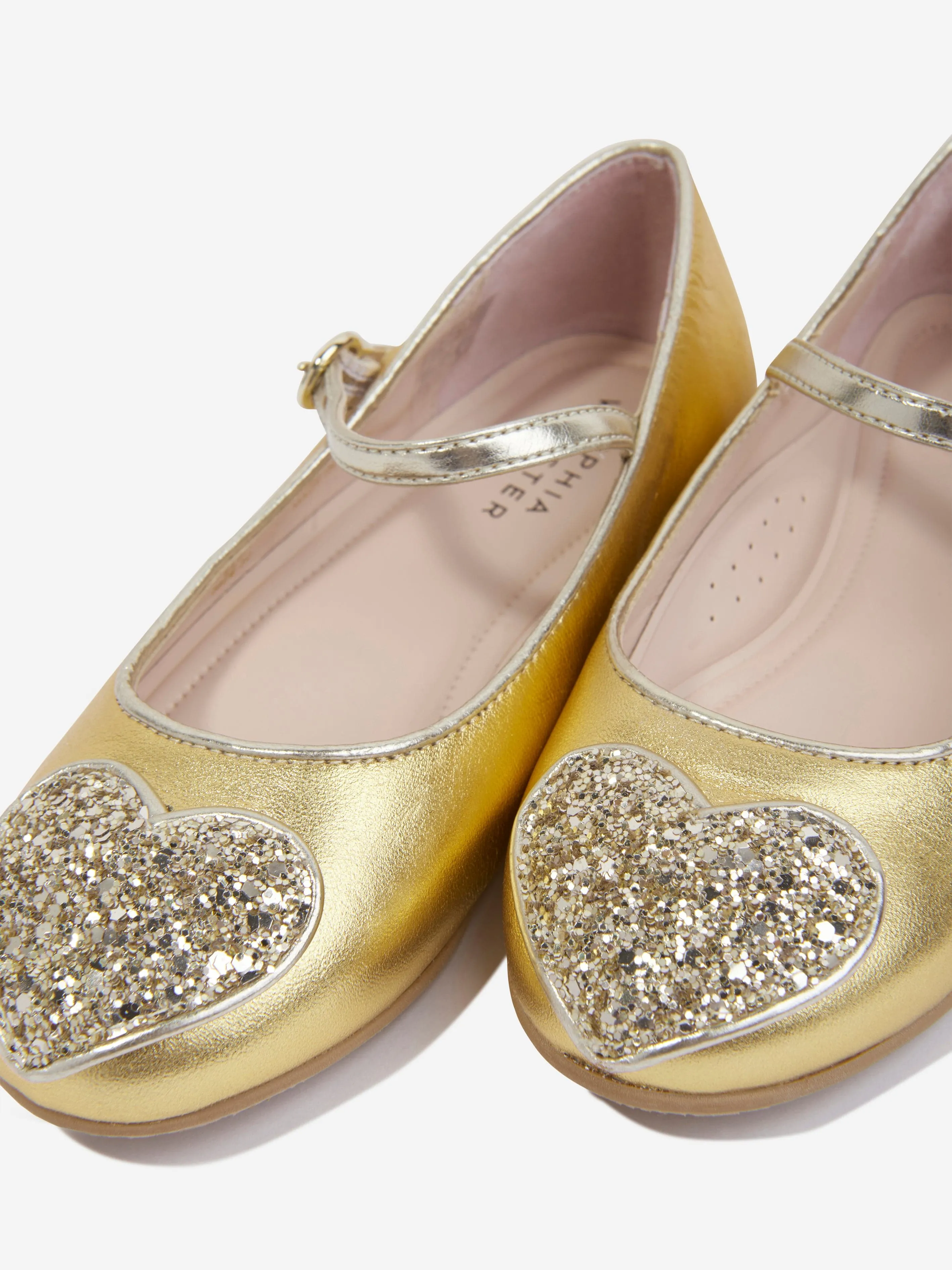 Sophia Webster Girls Leather Amora Shoes in Gold